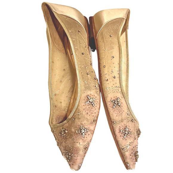 Pre-owned Badgley Mischska Collection Satin Crystal Skimmer wedding Flat 9M - Picture 4 of 11